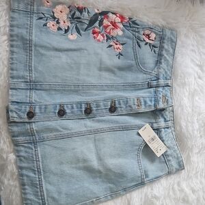 PACSUM Mesclilla Miniskirt with Size 25 Colour Embroideries